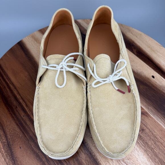 OluKai Ka\'a Driver Loafers Men\'s 11.5 Boat Shoes Golden Sand Leather Suede NEW main image 7